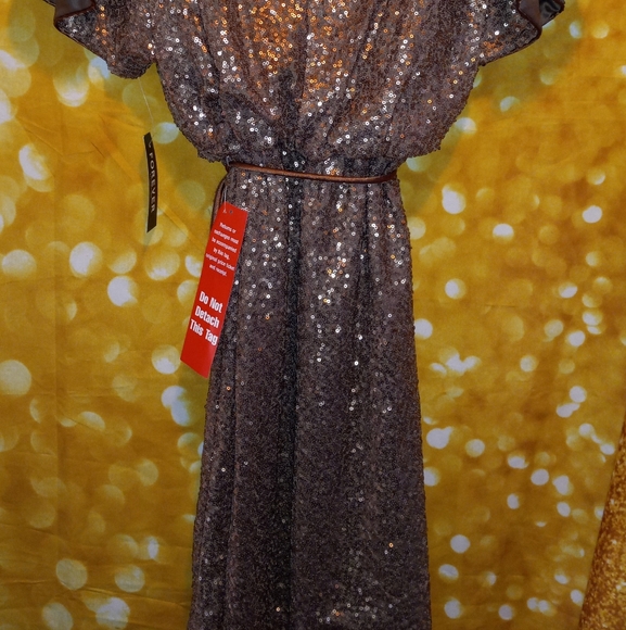 🤎💫 Copper Bling! Sequined dress and/or tunic with dolman slit sleeves. 🤎💫 - Picture 4 of 6